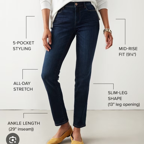 J. Jill Denim Dark Washed Blue Slim Ankle Size 14 Jeans - Picture 10 of 10